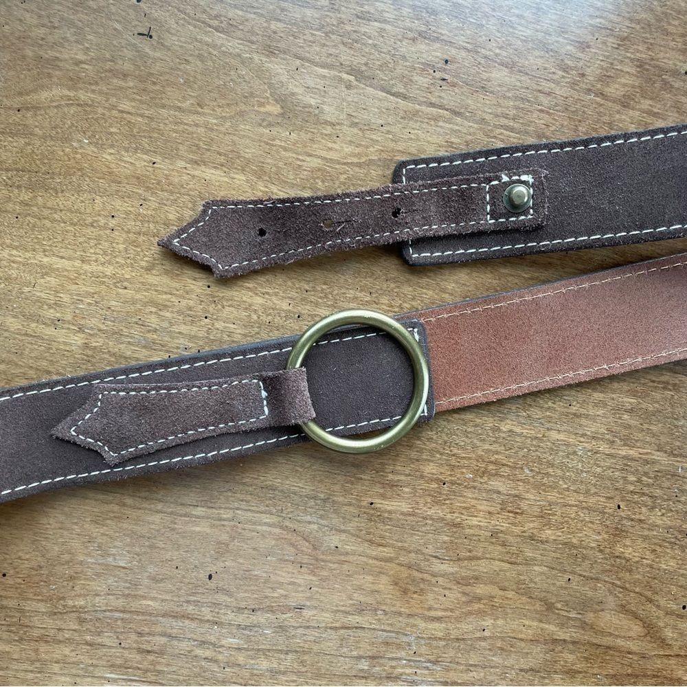 GAP Brown Suede Leather Ring Buckle Belt size Large - Picture 2 of 8
